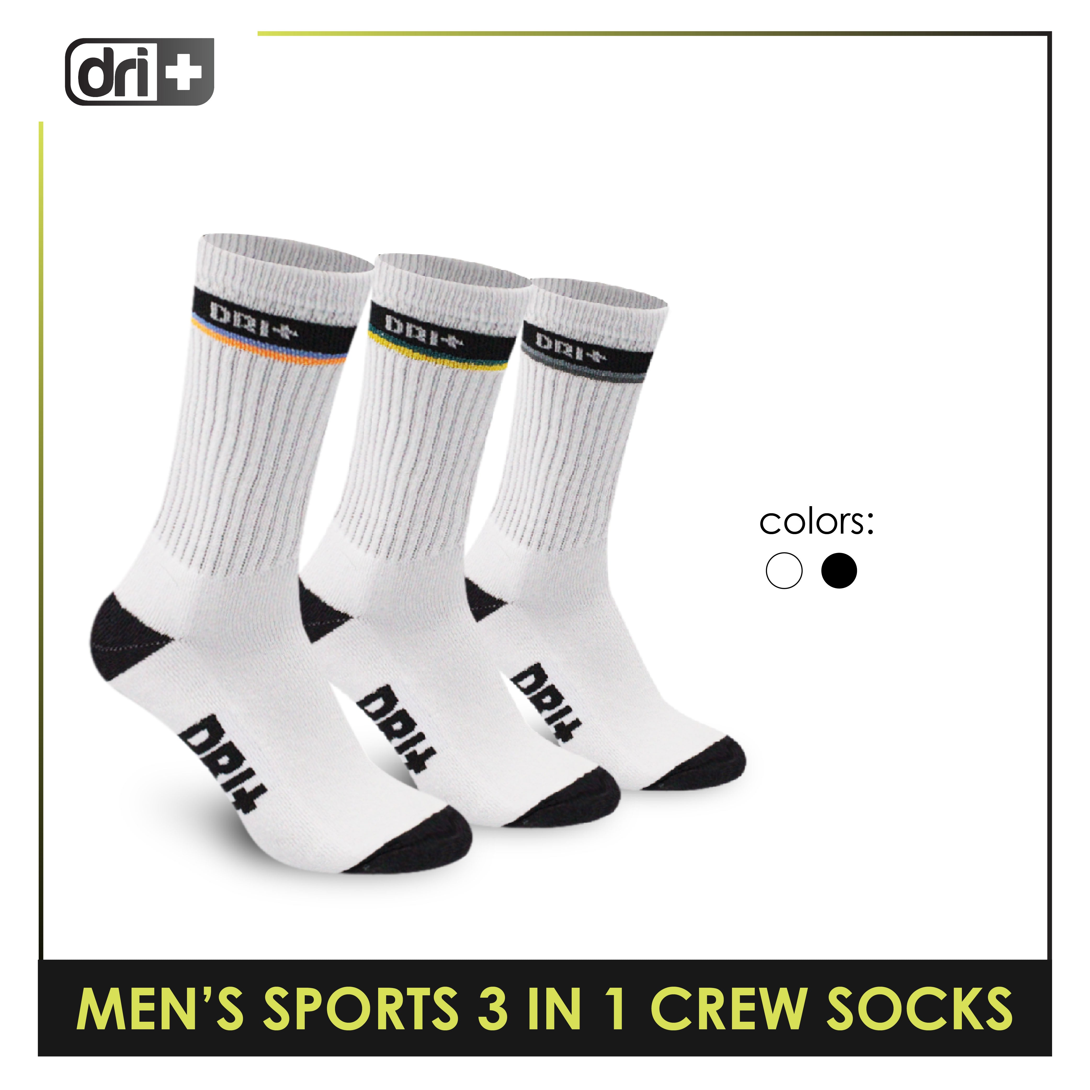 Dri Plus Men's Sports Crew Socks