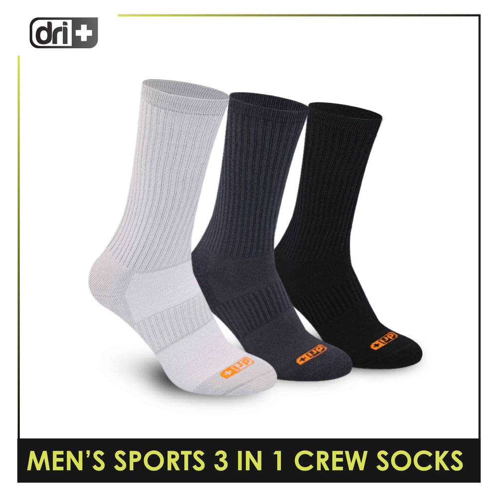 Dri Plus Men's Thick Sports Crew Socks 3 pairs in a pack DMSKG19