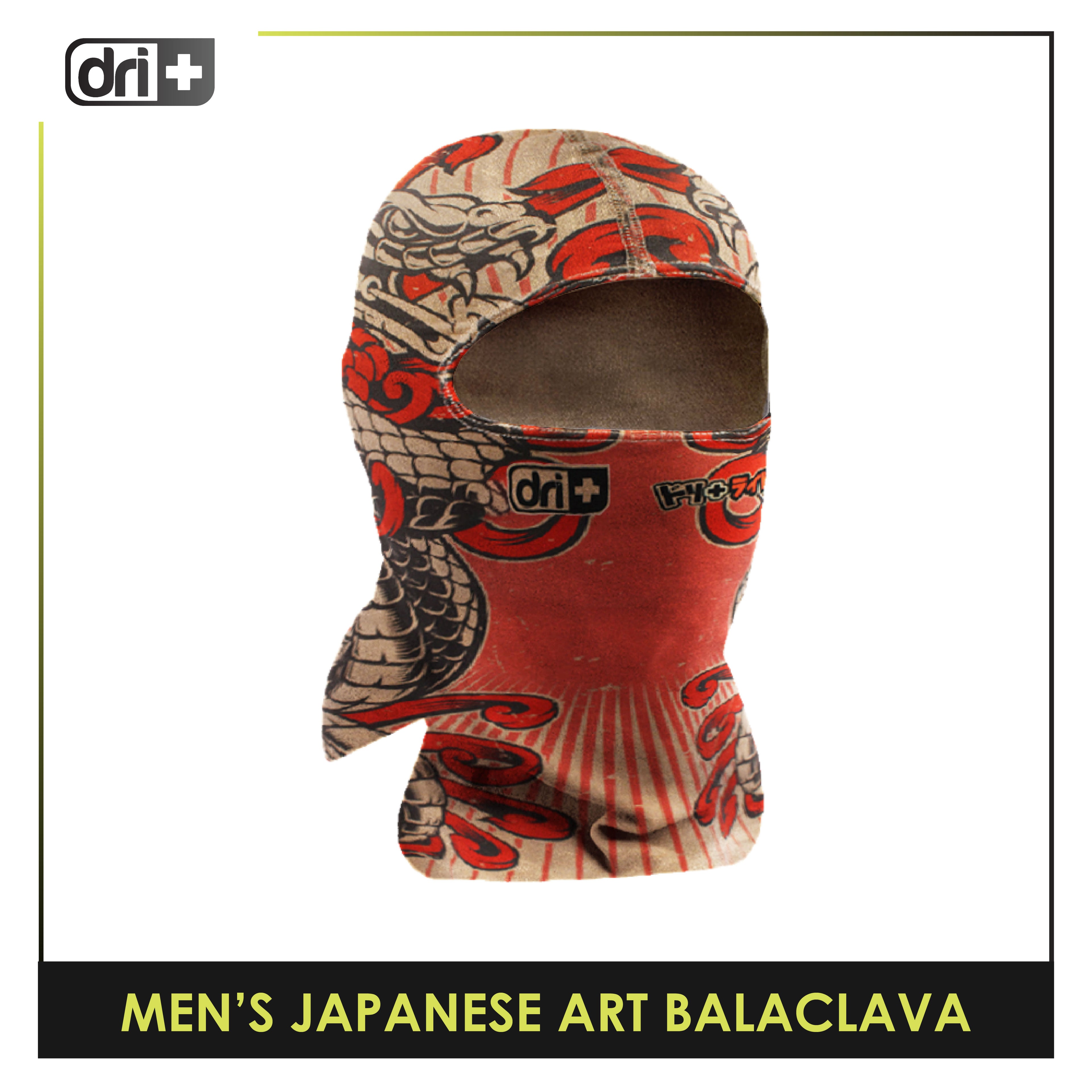 Dri Plus Men's Japanese Art Mizuchi Washable Multi-Functional Moisture Wicking Balaclava 1 piece DMB3304