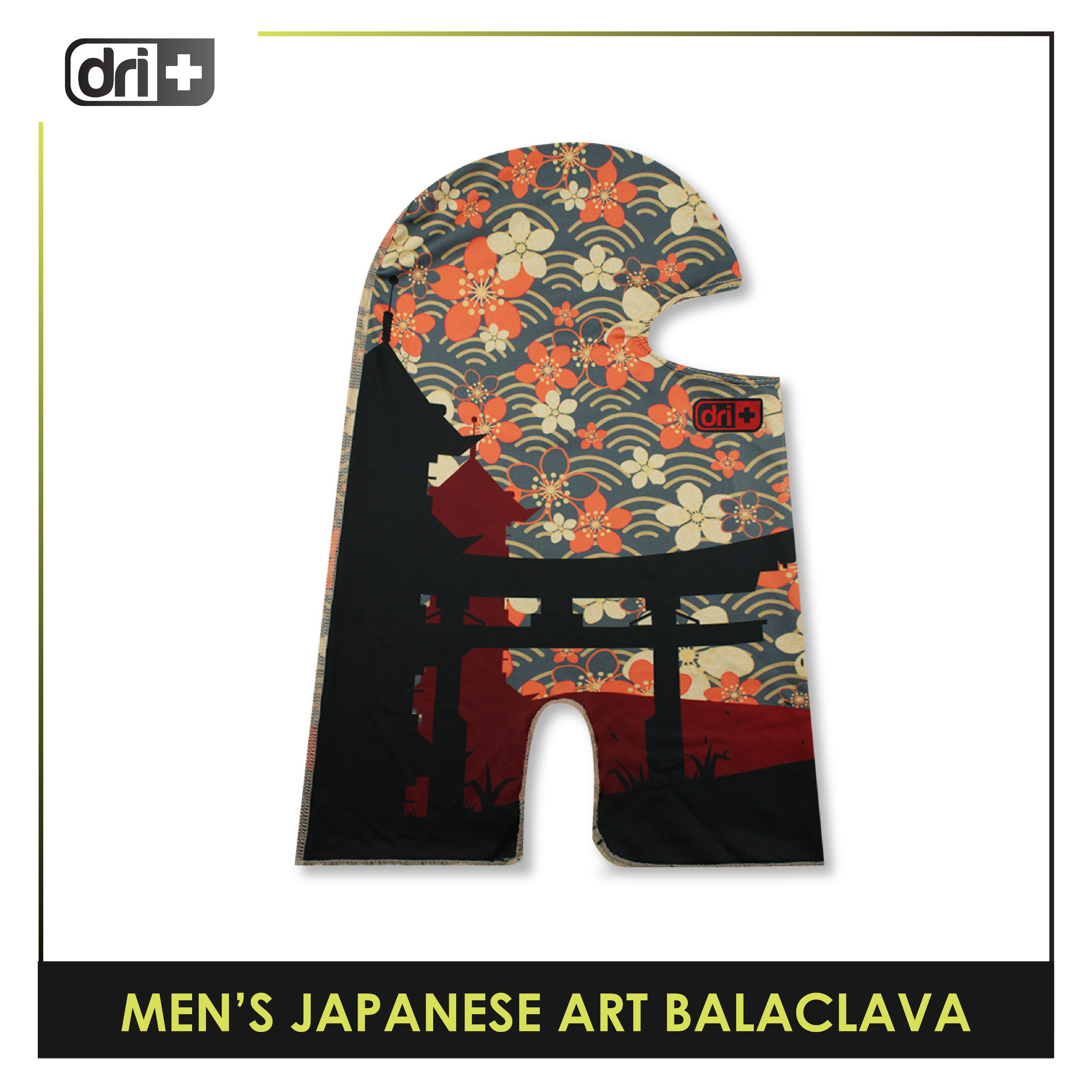 Dri Plus Men's Japanese Art Bushido Washable Multi-Functional Moisture Wicking Balaclava 1 piece DMB3306