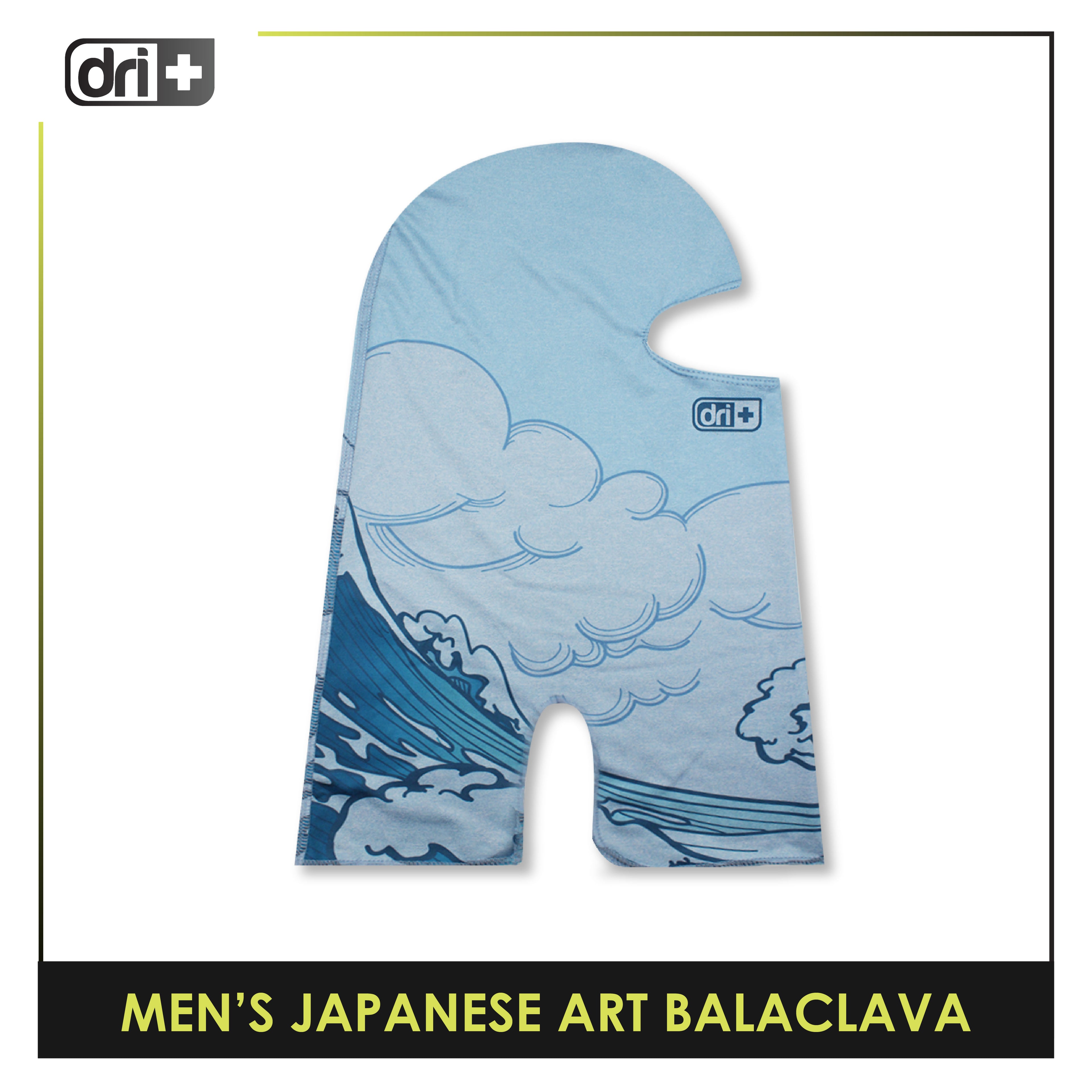 Dri Plus Men's Japanese Art Nami-ura Washable Multi-Functional Moisture Wicking Balaclava 1 piece DMB3302