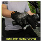 Dri Plus White Carbon Embroidered Full Finger Touch Screen Gloves 1 Pair DMG2403