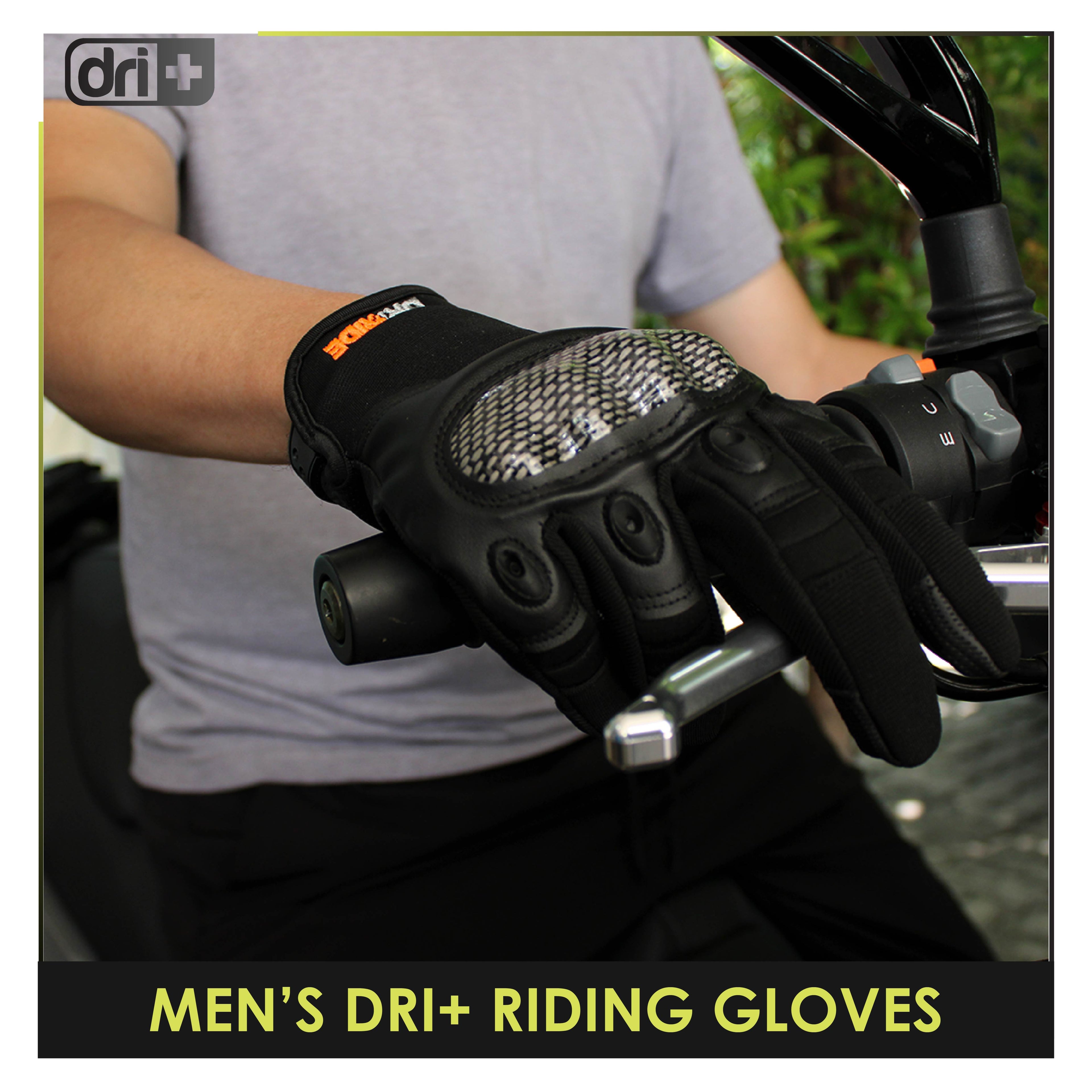 Dri Plus White Carbon Embroidered Full Finger Touch Screen Gloves 1 Pair DMG2403