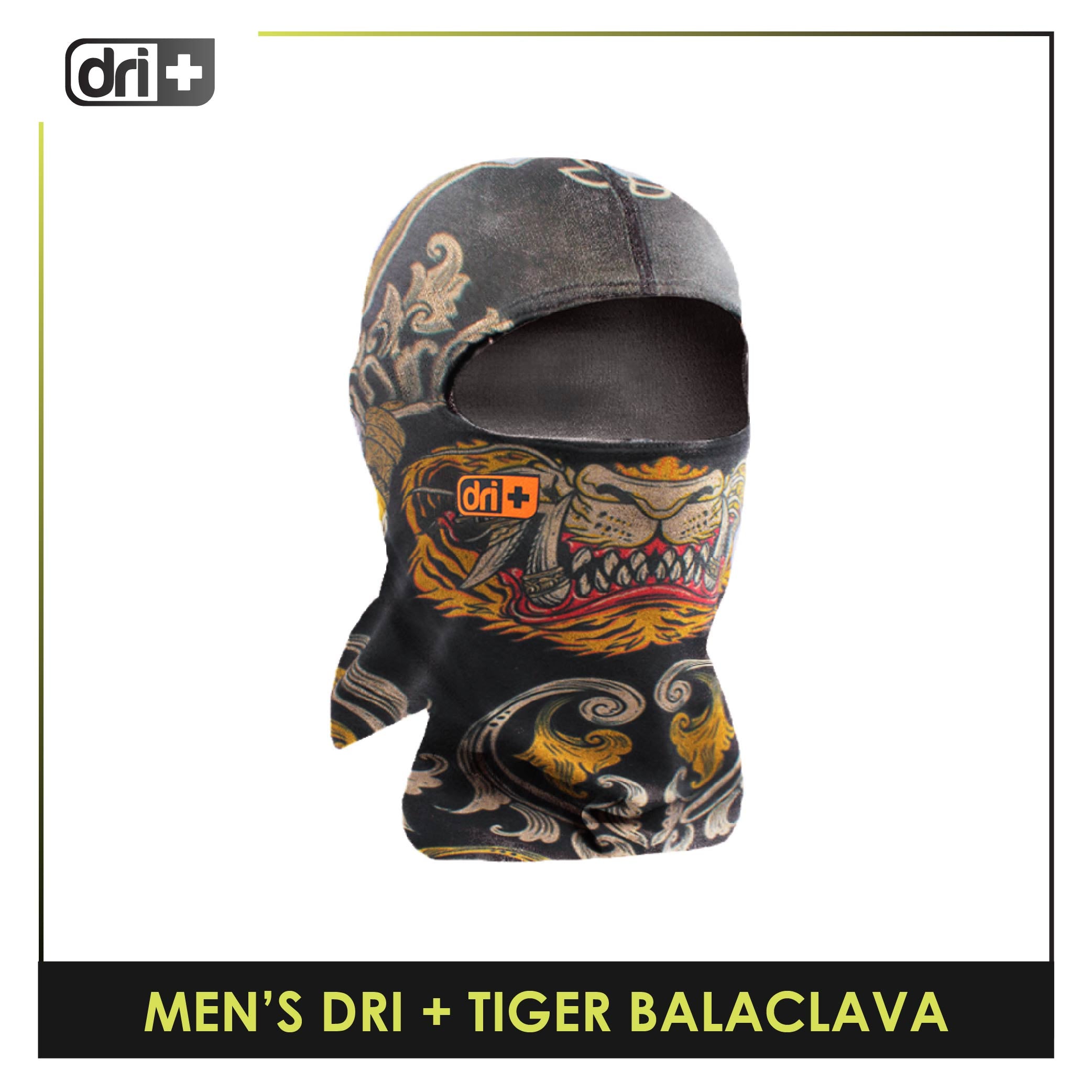 Dri Plus Men's Tiger 2022 Washable Multi-Functional Moisture Wicking Balaclava 1 piece DAMBTIGER21 (Limited Edition)