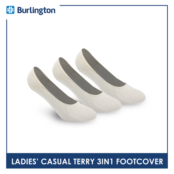 Burlington Ladies' Casual Terry No Show  3 pairs in a pack Foot Cover BLCFG1401