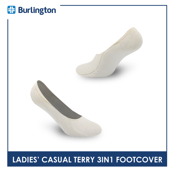 Burlington Ladies' Casual Terry No Show  3 pairs in a pack Foot Cover BLCFG1401