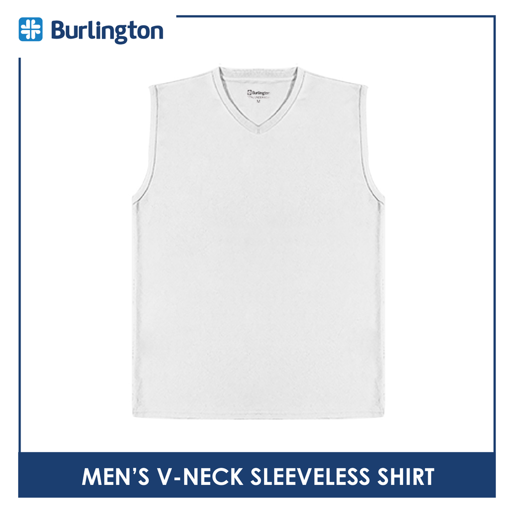 Burlington Men's OVERRUNS Cotton-Rich V-Neck Sleeveless Shirt 1 piece GMSVSCO1 (6671360983145)