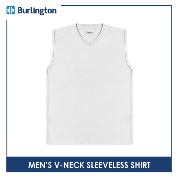 Burlington Men's OVERRUNS Cotton-Rich V-Neck Sleeveless Shirt 1 piece GMSVSCO1 (6671360983145)