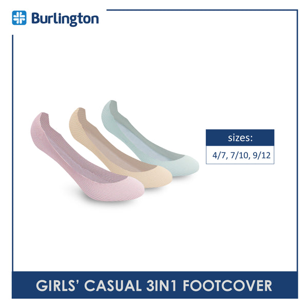 Burlington Girls' Cotton Lite Casual Foot Cover 3 pairs in a pack BCCFG2401