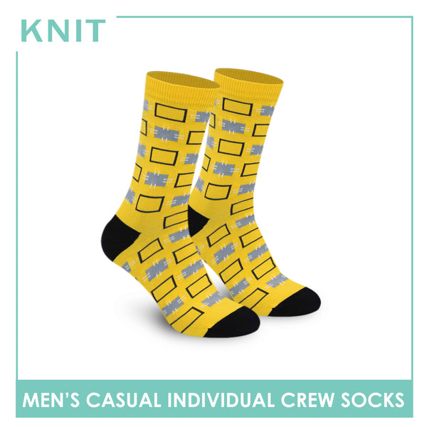 Knit Men's Geometric Fashion Printed Cotton Crew Casual Socks 1 Pair KMC1304