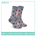 Knit Men's Geometric Fashion Printed Cotton Light Performance Crew Socks 1 pair KMC1304