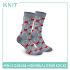 Knit Men's Geometric Fashion Printed Cotton Light Performance Crew Socks 1 pair KMC1304