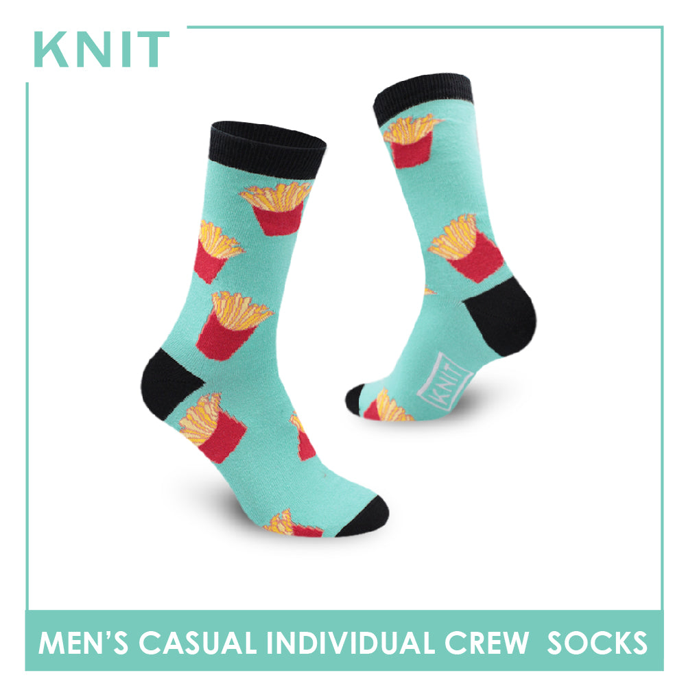 Knit Men's French Fries Cotton Light Performance Crew Socks 1 Pair KMC2202