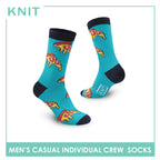 Knit Men's Pizza Cotton Light Performance Crew Socks 1 Pair KMC2203