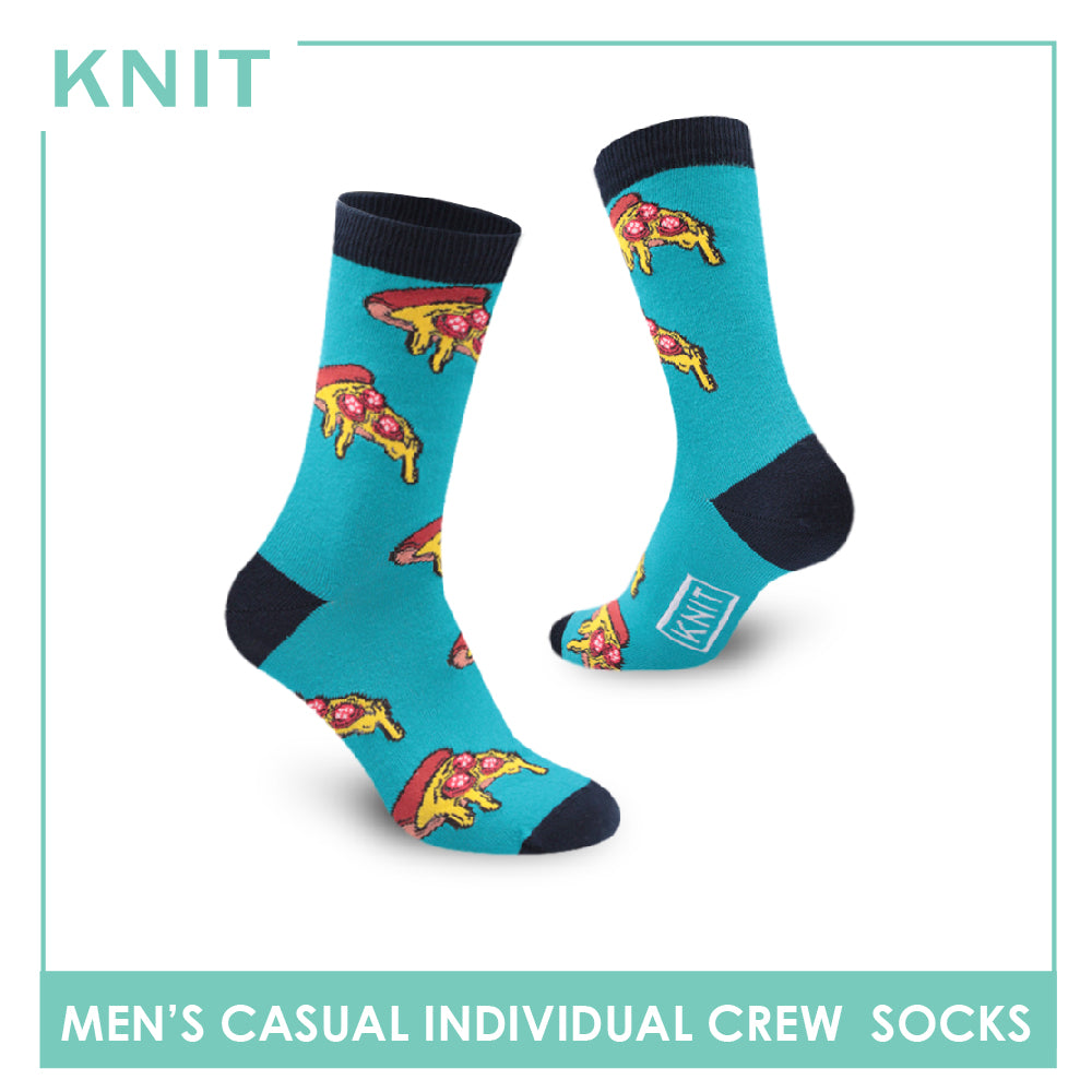Knit Men's Pizza Cotton Light Performance Crew Socks 1 Pair KMC2203