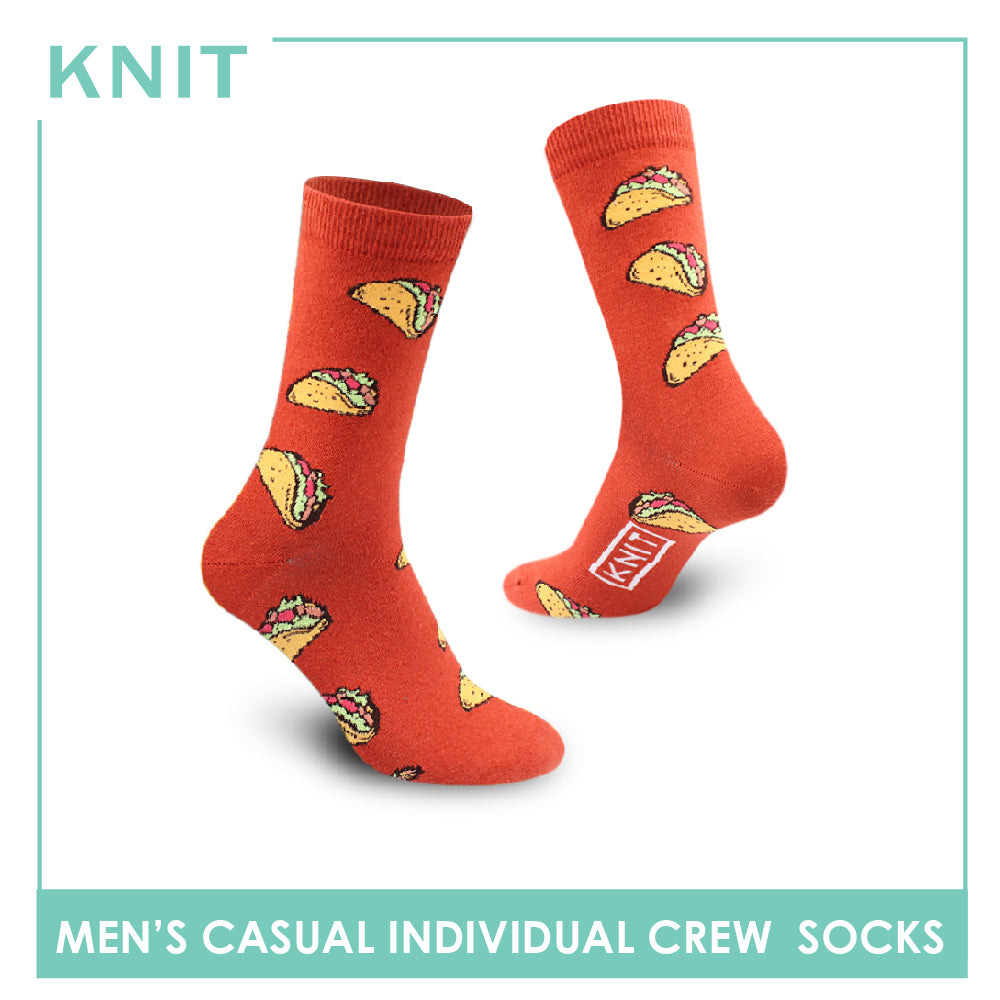 Knit Men's Taco Cotton Light Performance Crew Socks 1 Pair KMC2301
