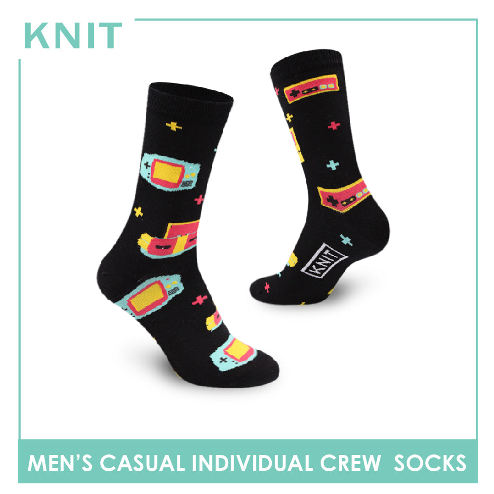 Knit Men's Retro Game Console Cotton Light Performance Crew Socks 1 Pair KMC2302
