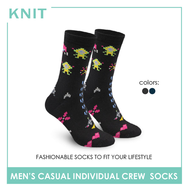 Knit Men's Pixels Cotton Crew Lite Casual Socks 1 Pair KMC2306