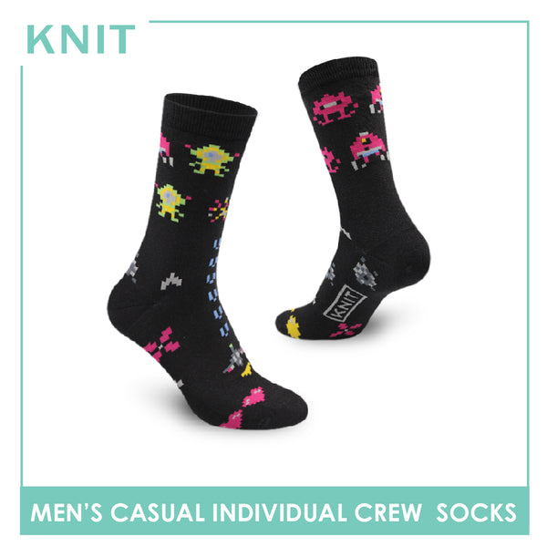 Knit Men's Pixels Cotton Crew Lite Casual Socks 1 Pair KMC2306