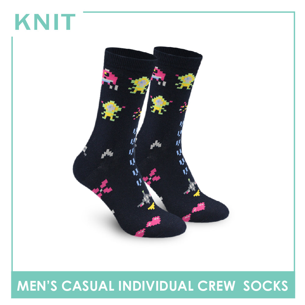 Knit Men's Pixels Cotton Crew Light Performance Socks 1 pair KMC2306
