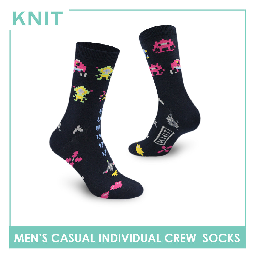Knit Men's Pixels Cotton Crew Light Performance Socks 1 pair KMC2306