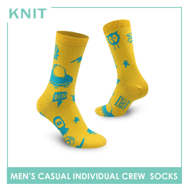 Knit Men's UFO Alien Cotton Crew Lite Casual Socks 1 pair KMC2307