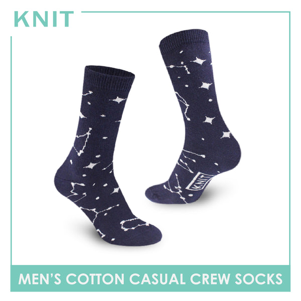 Knit Men's Constellation Cotton Lite Casual Crew Socks 1 pair KMC2404