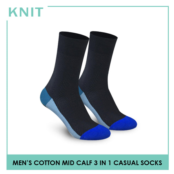 Knit KMCG4 Men's Cotton Crew Casual Socks 3-in-1 Pack (4761606160489)
