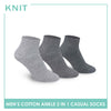 Knit Men's Cotton Ankle 3 pairs in a pack Lite Casual Socks KMCKG2