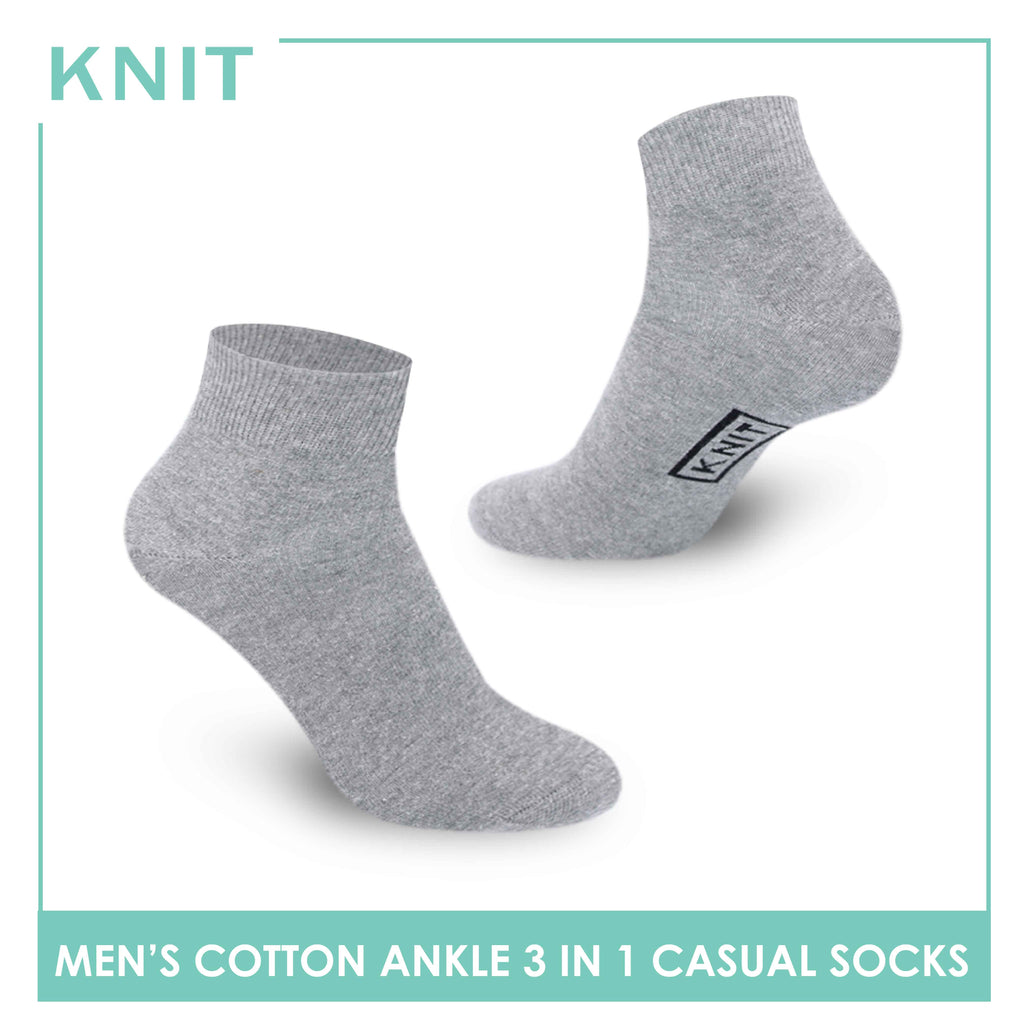 Knit Men’s Cotton Ankle 3-in-1 Lite Casual Socks KMCKG2 (6694446301289)