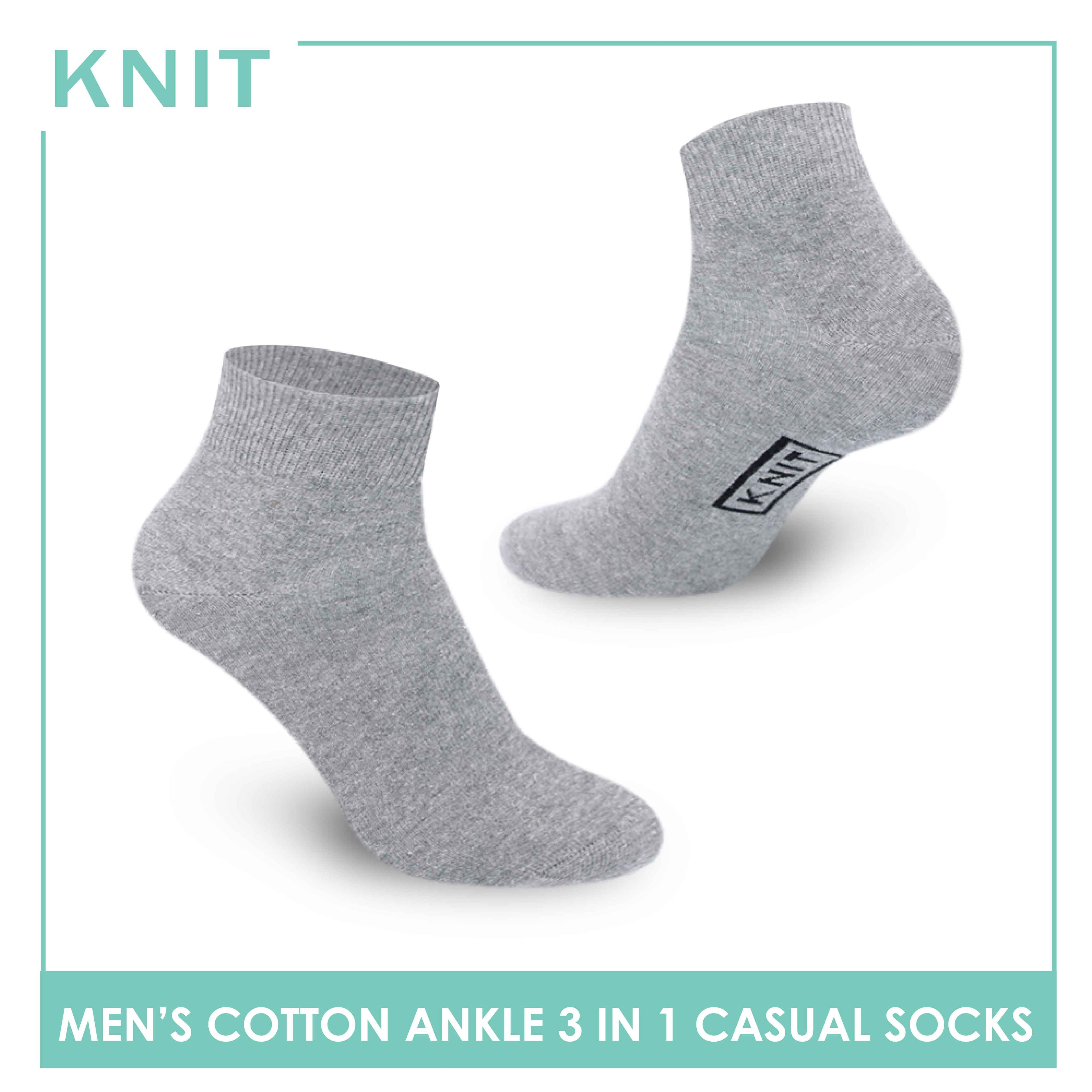 Knit Men’s Cotton Ankle 3-in-1 Lite Casual Socks KMCKG2 (6694446301289)