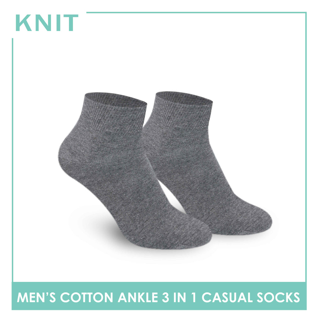 Knit Men’s Cotton Ankle 3-in-1 Lite Casual Socks KMCKG2 (6694446301289)