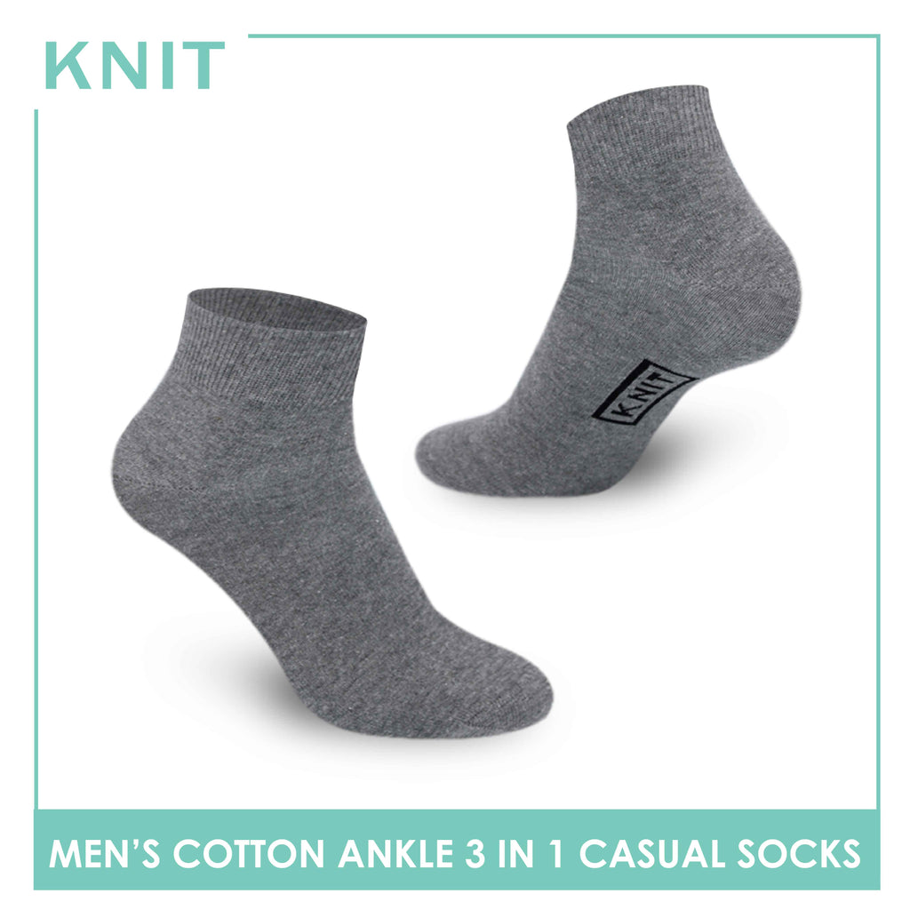 Knit Men’s Cotton Ankle 3-in-1 Lite Casual Socks KMCKG2 (6694446301289)