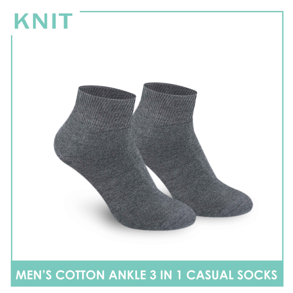 Knit Men’s Cotton Ankle 3-in-1 Lite Casual Socks KMCKG2 (6694446301289)
