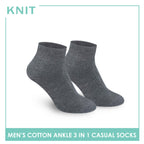 Knit Men’s Cotton Ankle 3-in-1 Lite Casual Socks KMCKG2 (6694446301289)