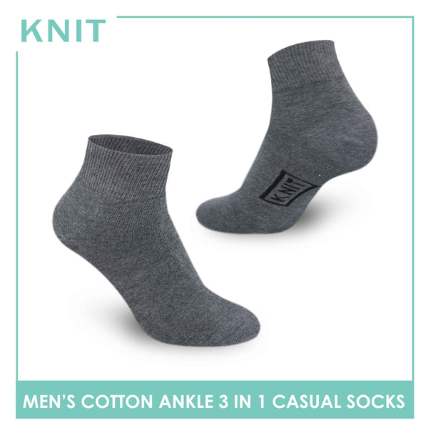 Knit Men’s Cotton Ankle 3-in-1 Lite Casual Socks KMCKG2 (6694446301289)