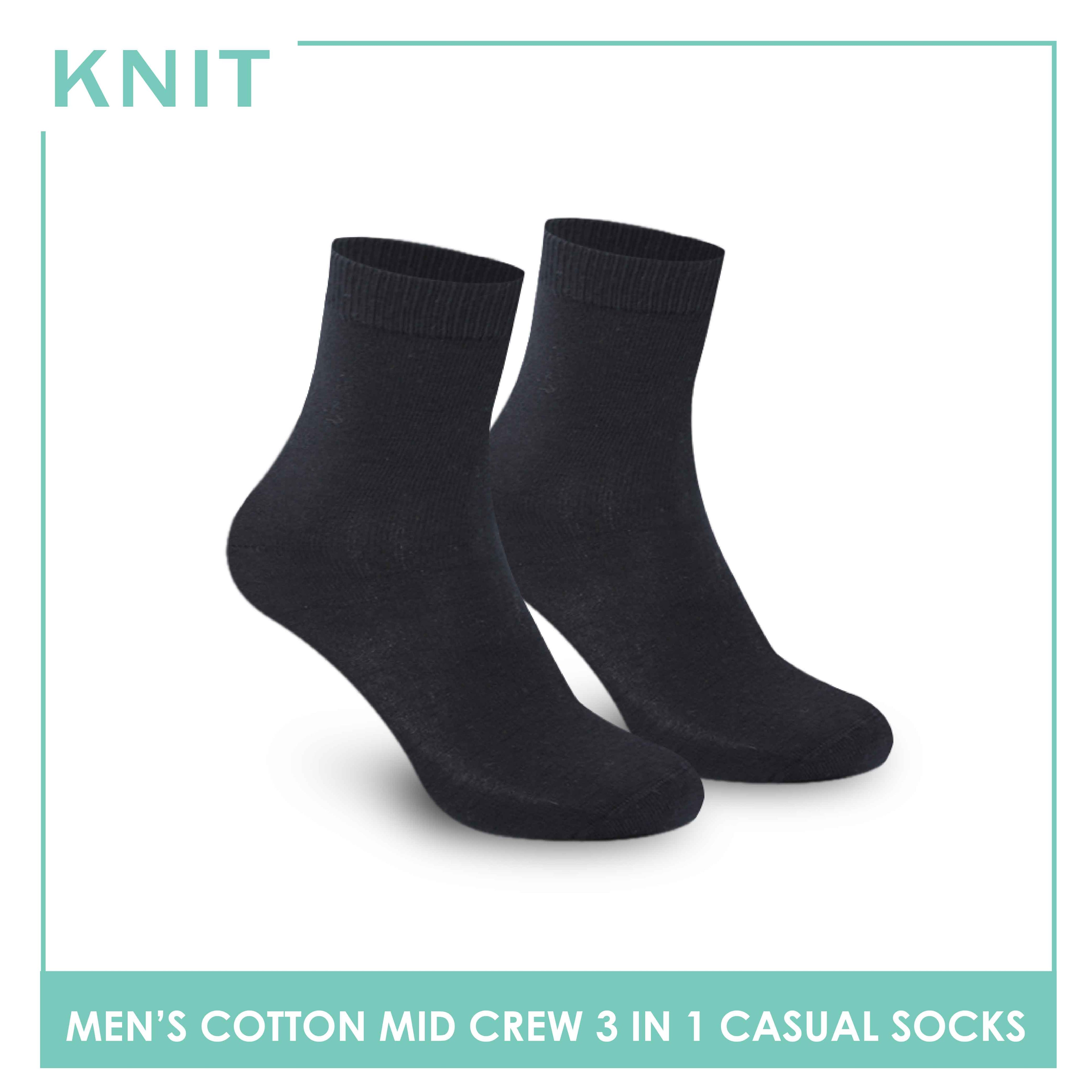Knit Men’s Cotton Mid Crew 3-in-1 Lite Casual Socks KMCKG3 (6694446989417)