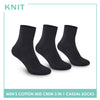 Knit Men's Cotton Mid Crew 3 pairs in a pack Lite Casual Socks KMCKG3