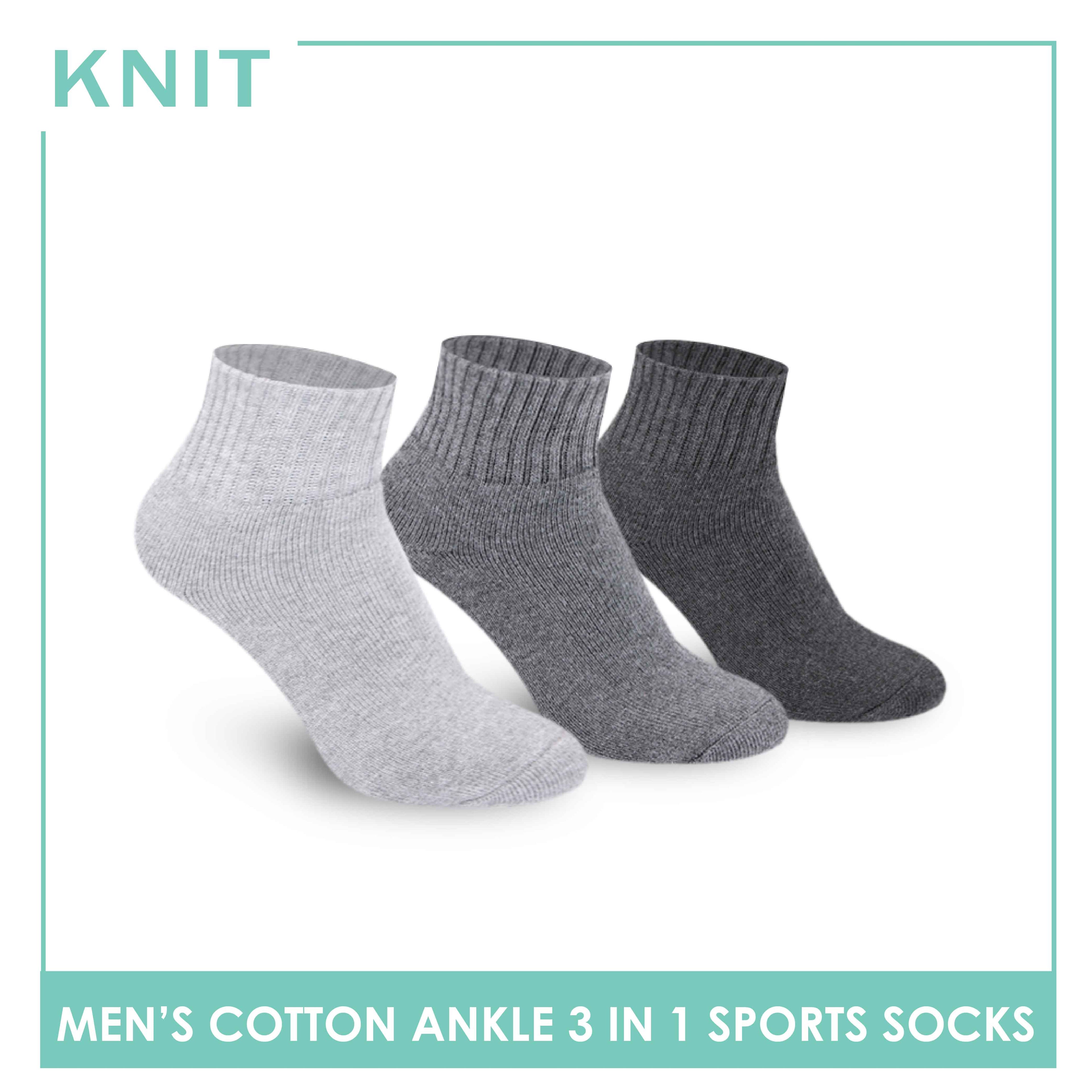 Knit Men’s Cotton Ankle 3-in-1 Thick Sports Socks KMSKG2 (6694448988265)
