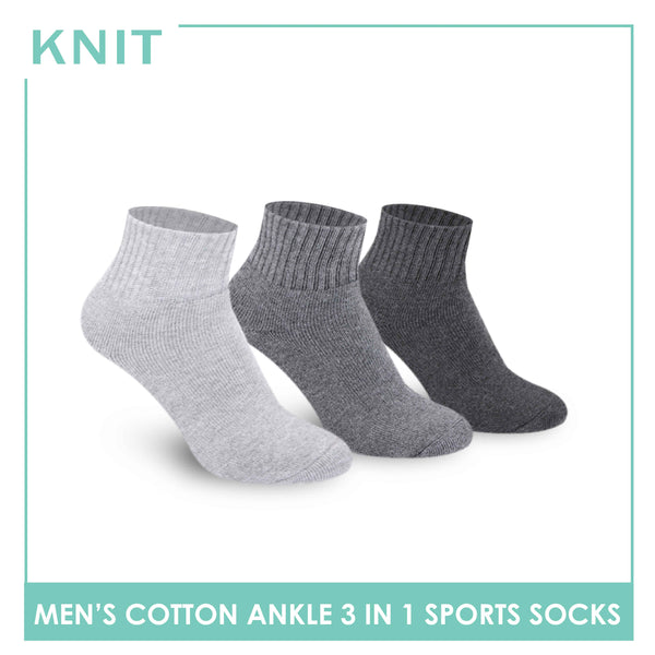 Knit Men’s Cotton Ankle 3-in-1 Thick Sports Socks KMSKG2 (6694448988265)