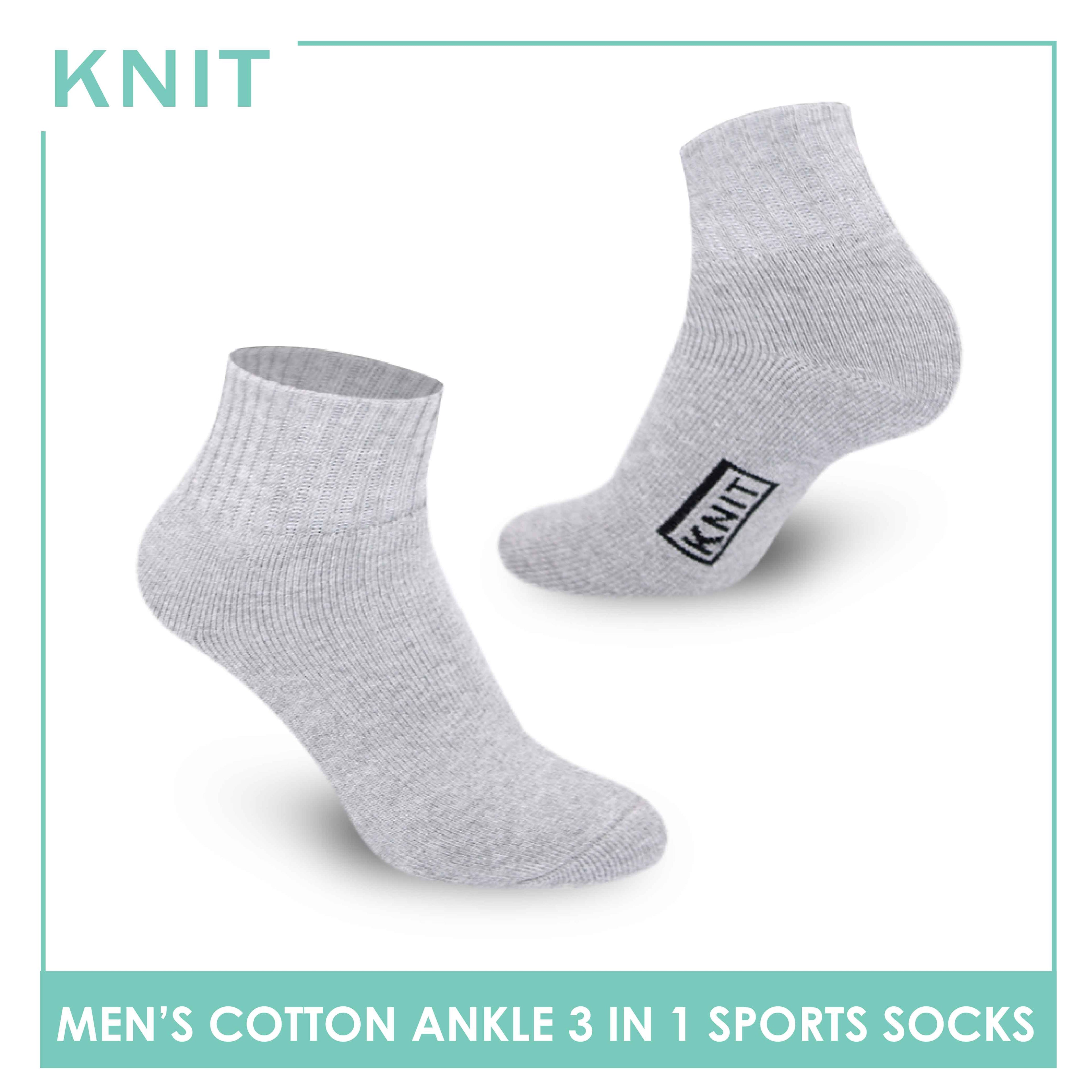 Knit Men’s Cotton Ankle 3-in-1 Thick Sports Socks KMSKG2 (6694448988265)