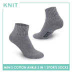 Knit Men’s Cotton Ankle 3-in-1 Thick Sports Socks KMSKG2 (6694448988265)