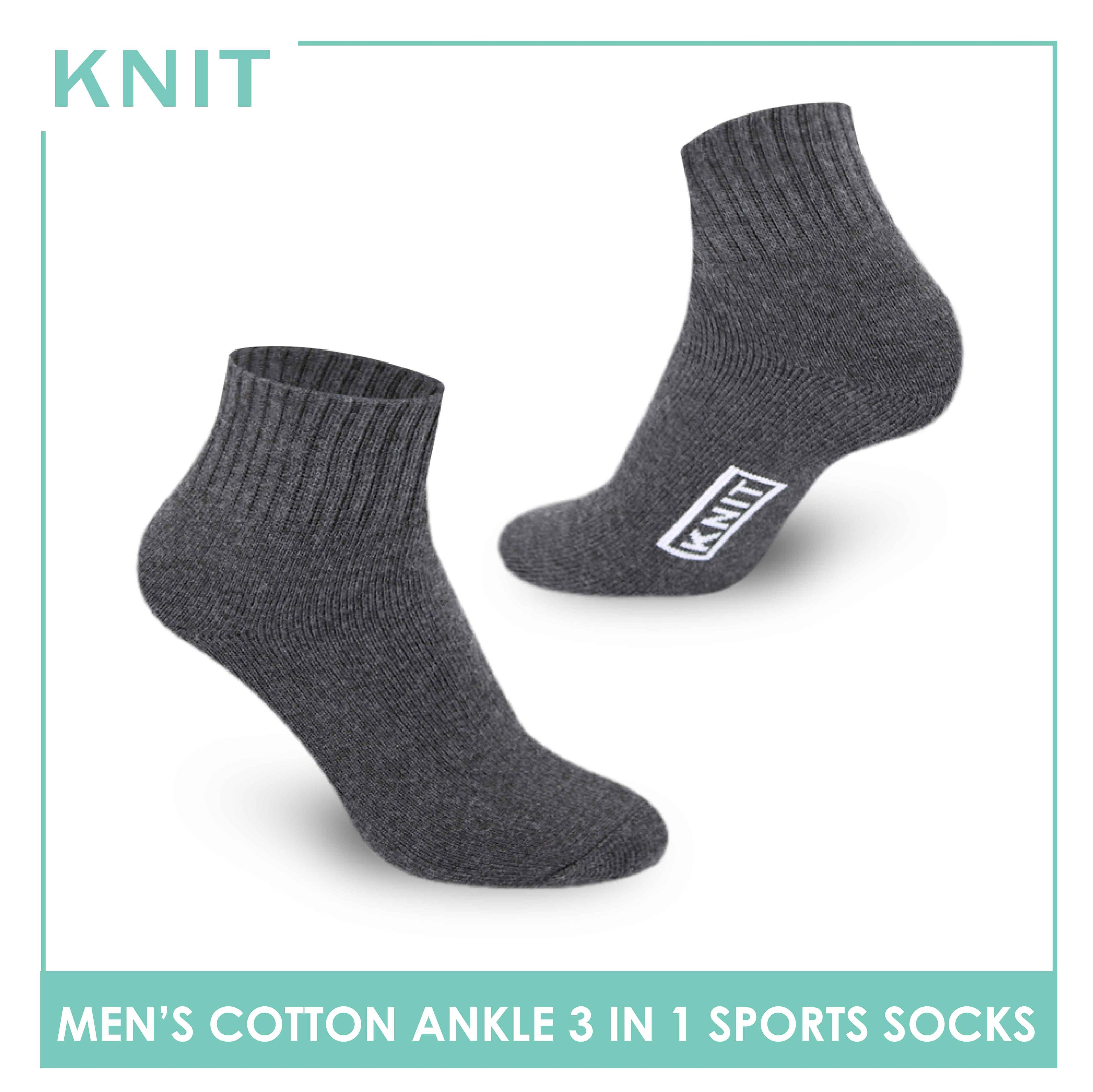 Knit Men’s Cotton Ankle 3-in-1 Thick Sports Socks KMSKG2 (6694448988265)