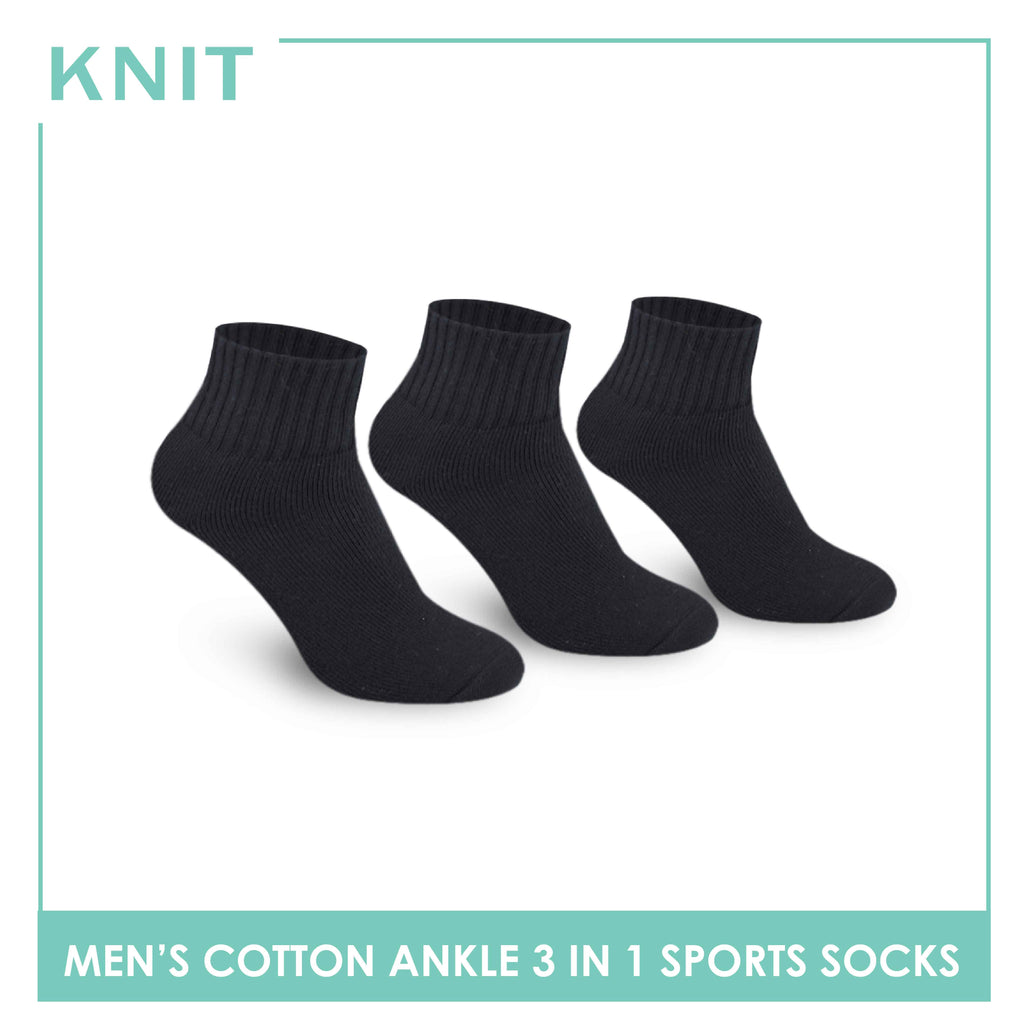 Knit Men’s Cotton Ankle 3-in-1 Thick Sports Socks KMSKG2 (6694448988265)