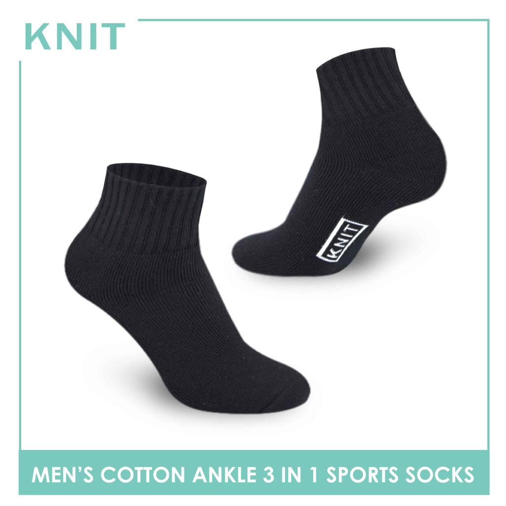 Knit Men’s Cotton Ankle 3-in-1 Thick Sports Socks KMSKG2 (6694448988265)