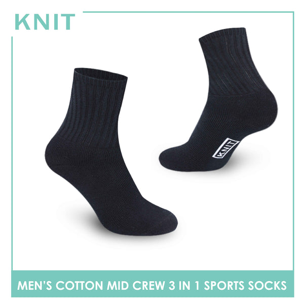 Knit Men’s Cotton Mid Crew 3-in-1 Thick Sport Socks KMSKG3 (6694449512553)