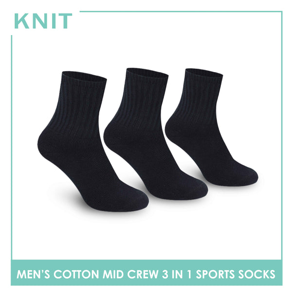 Knit Men’s Cotton Mid Crew 3-in-1 Thick Sport Socks KMSKG3 (6694449512553)