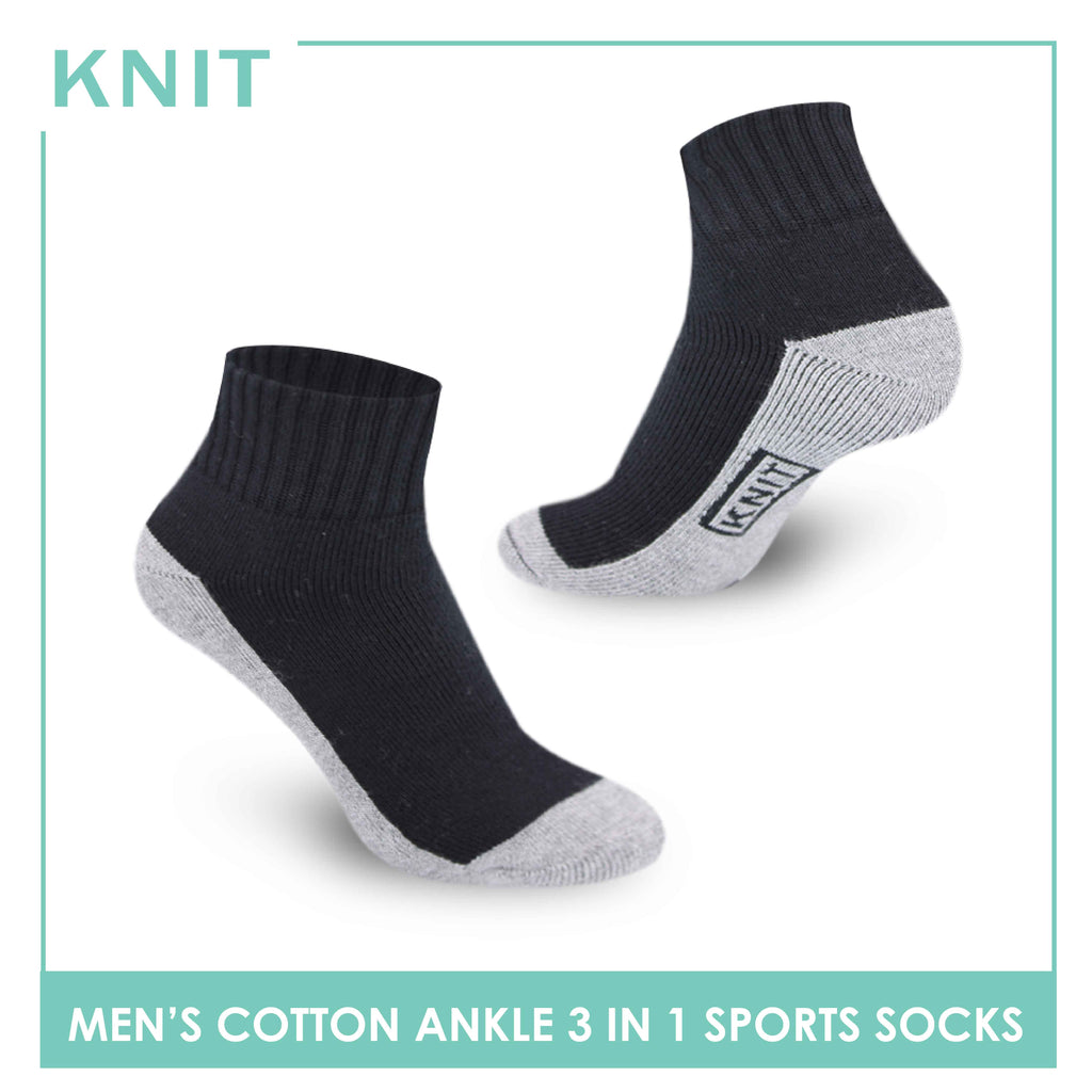 Knit Men’s Cotton Ankle 3-in-1 Thick Sports Socks KMSKG4