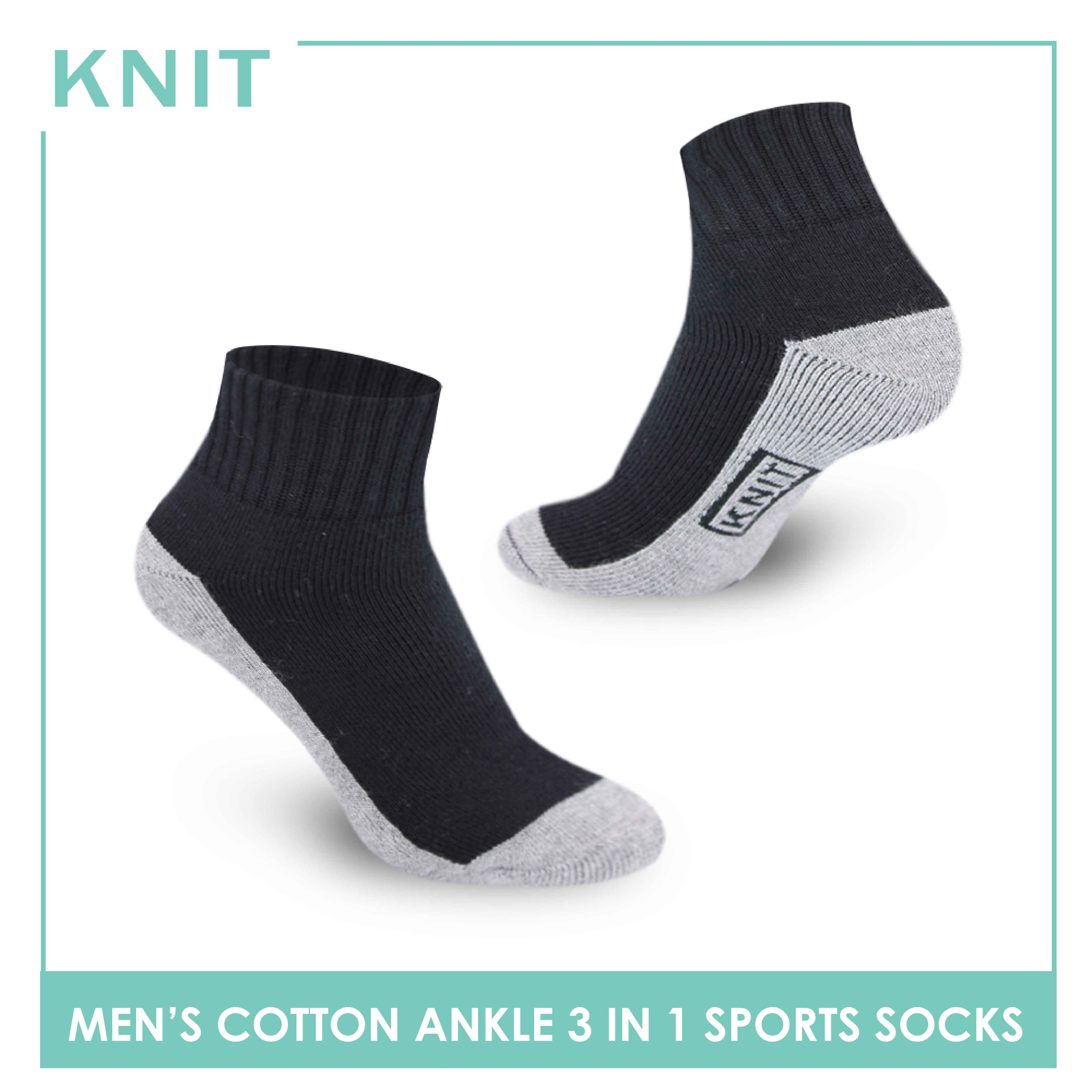 Knit Men’s Cotton Ankle 3-in-1 Thick Sports Socks KMSKG4