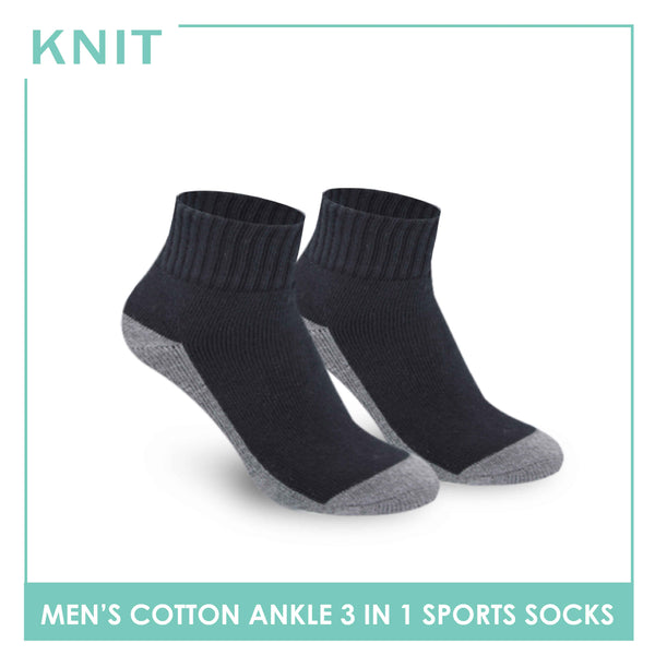 Knit Men's Cotton Ankle 3 pairs in a pack Sports Socks KMSKG4